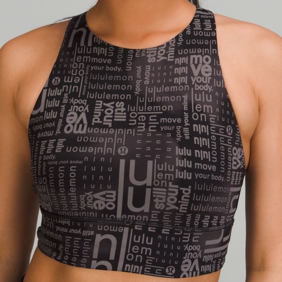 Lululemon 4 Logo Energy Bra High-neck Longline Medium Support B–d Cups Racerback - Picture 2 of 4